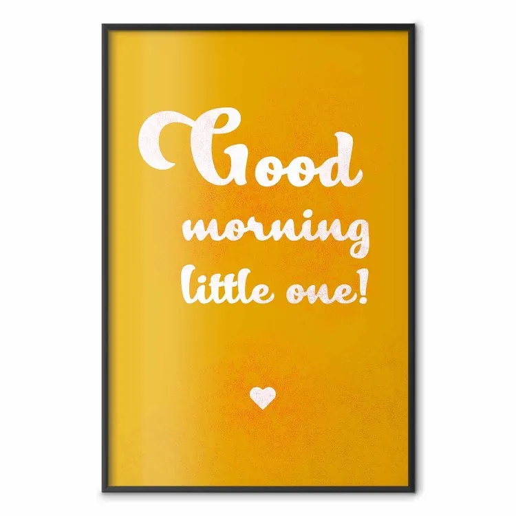 Buongiorno piccolino - scritte bianche in inglese su sfondo giallo