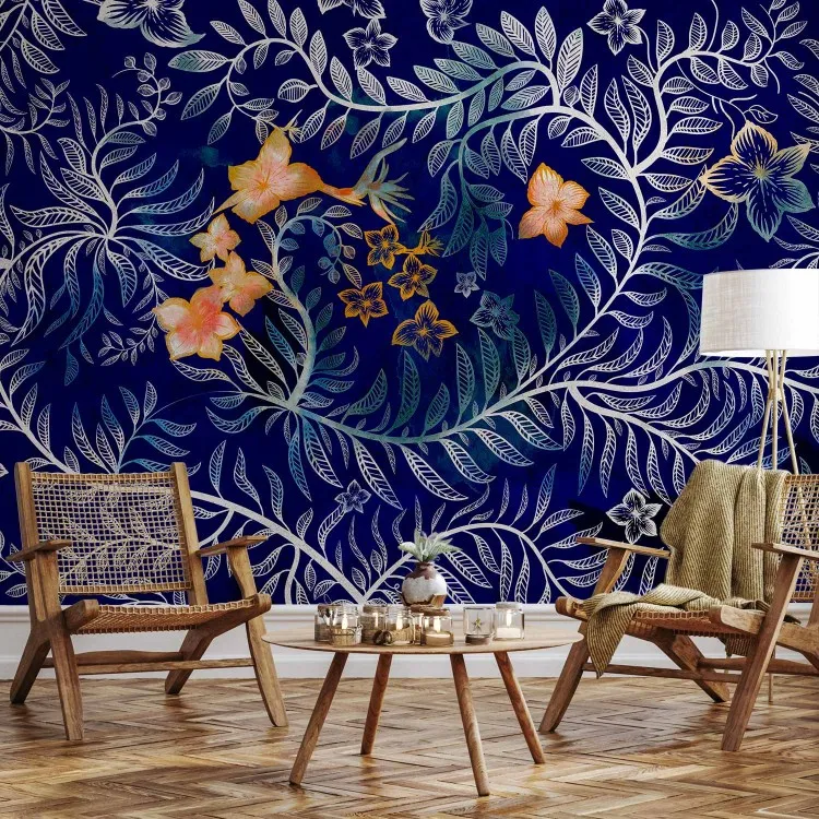 Fiori con steli bianchi - Astrazione ispirata al design popolare