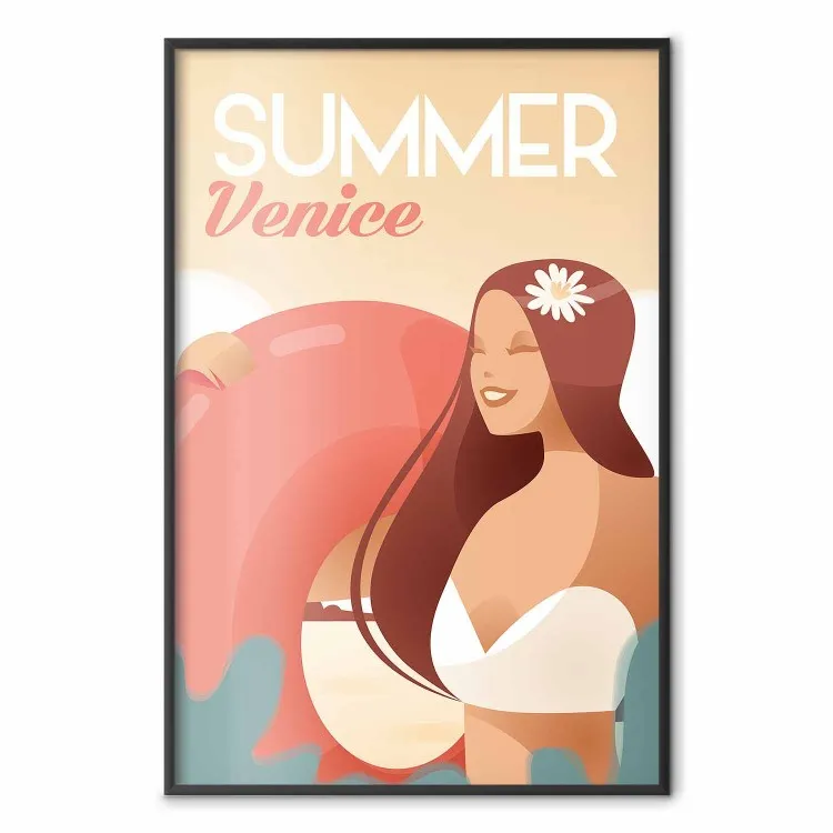 Spiaggia veneziana - donna con scritte in inglese