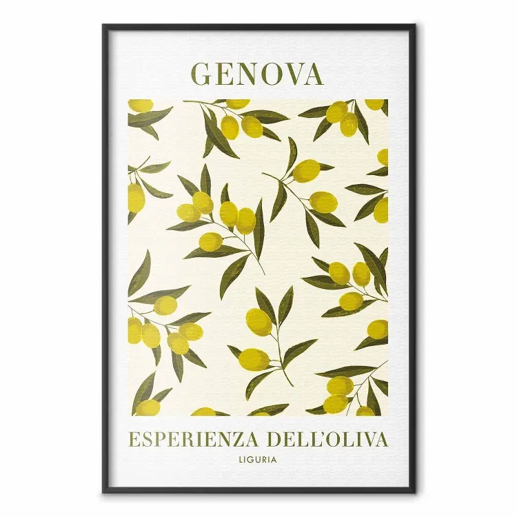 Olive della Liguria - piccoli frutti e scritte in italiano