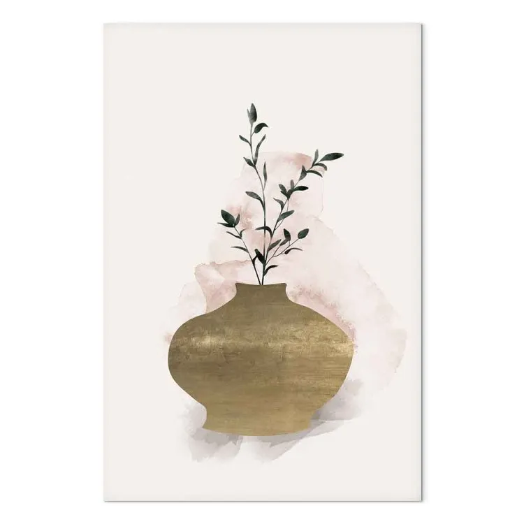 Vaso marrone con ramoscello verde - stile scandi boho