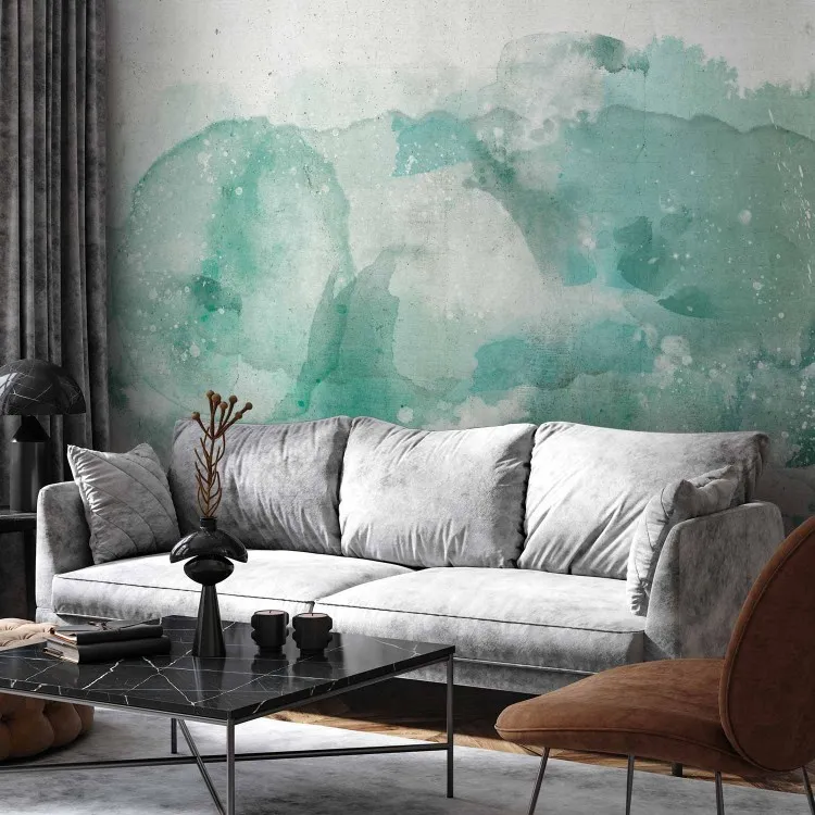 Macchie astratte - composizione ad acquerello con chiazze color menta