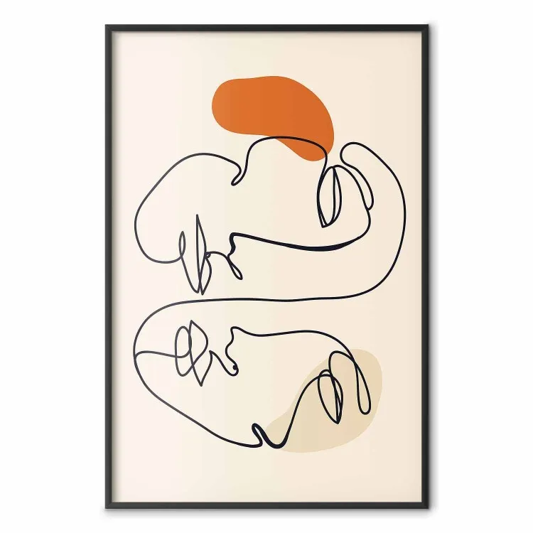 Unione solare - lineart semplice in volti umani su beige
