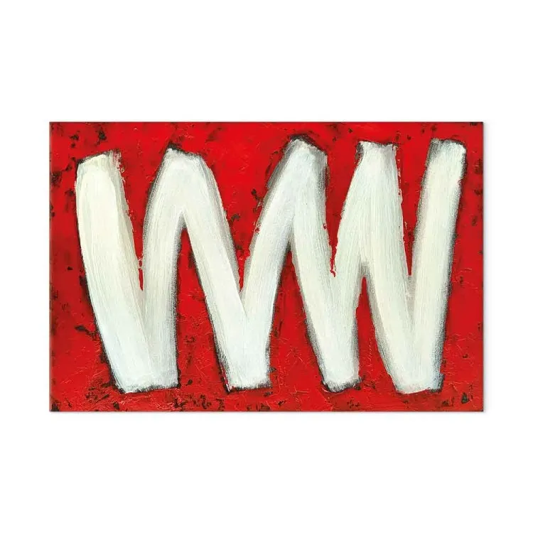 Due lettere W (1 pezzo) - astrazione su sfondo rosso