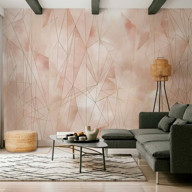 Triangoli pastello - Composizione beige con motivo astratto