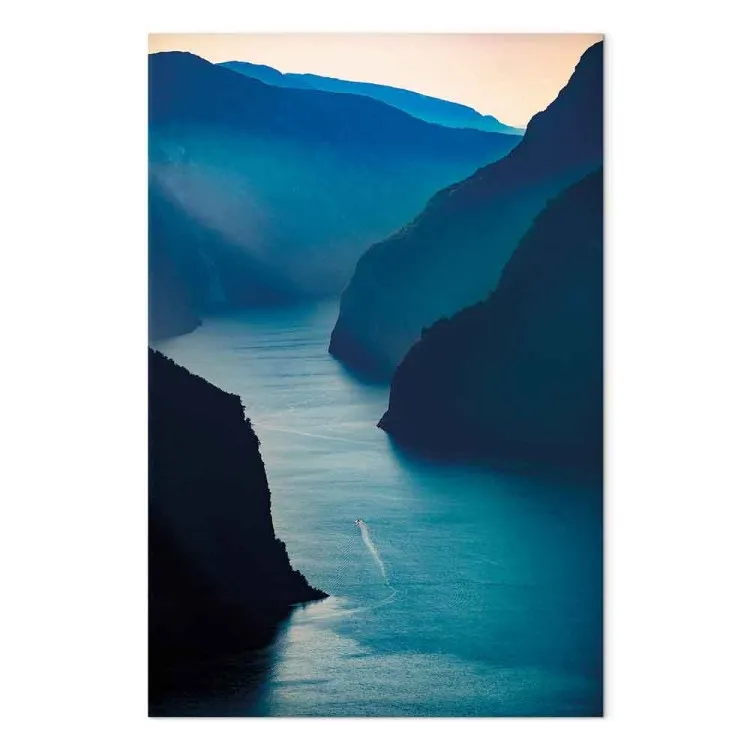 Aurlandsfjord (1 pezzo) verticale - paesaggio blu tra le montagne