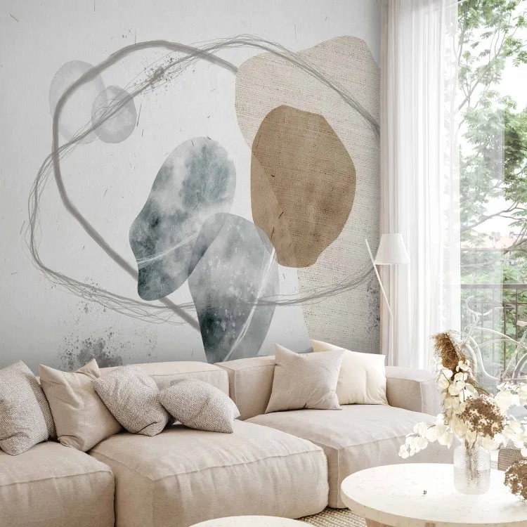 Elementi - astratta minimalista con disegni grigi e beige