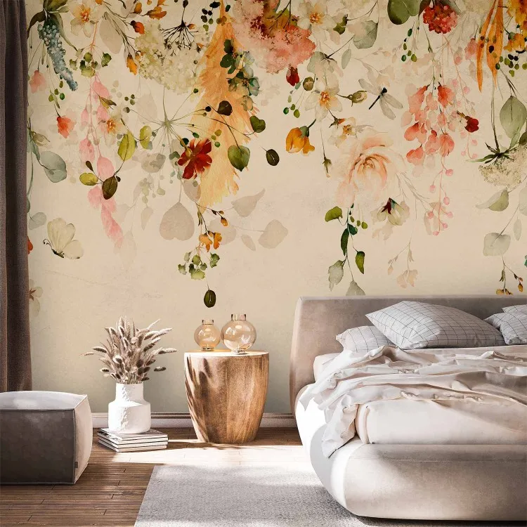 Fiori autunnali - motivo di colorati fiori appesi in tonalità gialla