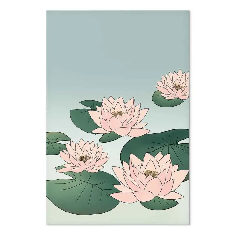 Gigli rosa sull'acqua (1 parte) - paesaggio con fiori sull'acqua