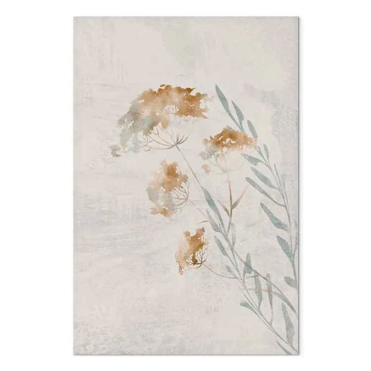 Ramoscelli di primavera (1 parte) - paesaggio vegetale su sfondo beige