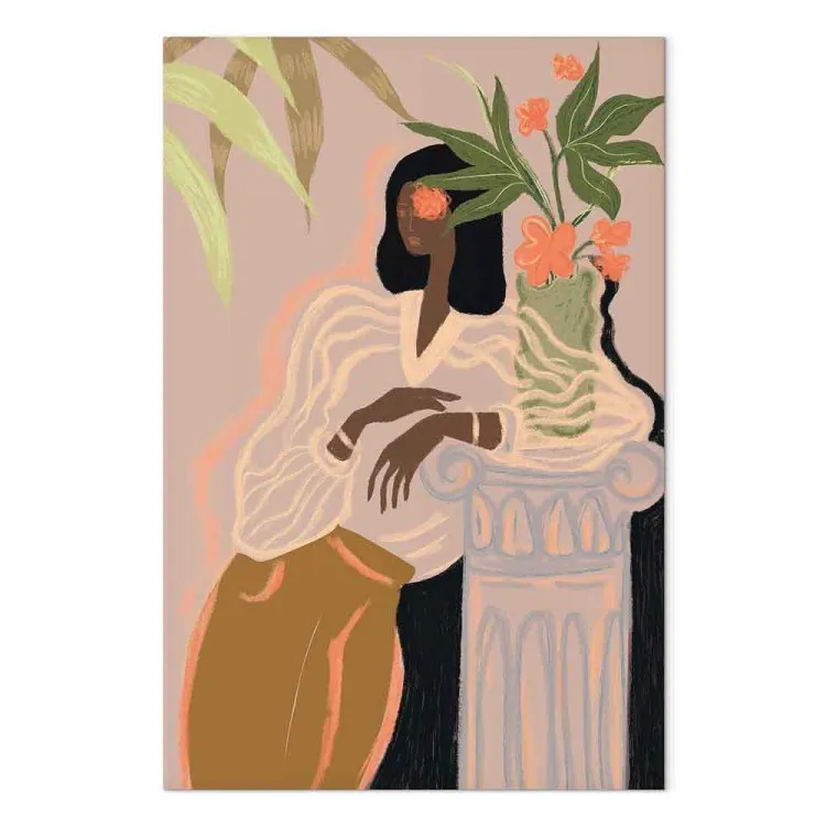Attesa (1 parte) - Figura femminile e fiori rosa