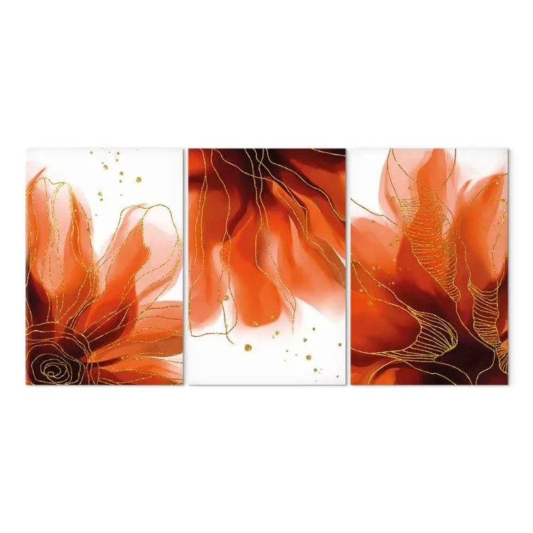 Tre fiori fiammeggianti (3 parti) - astrazione con motivo floreale