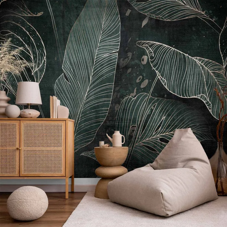 Nel labirinto delle foglie - paesaggio rosso scuro con foglie