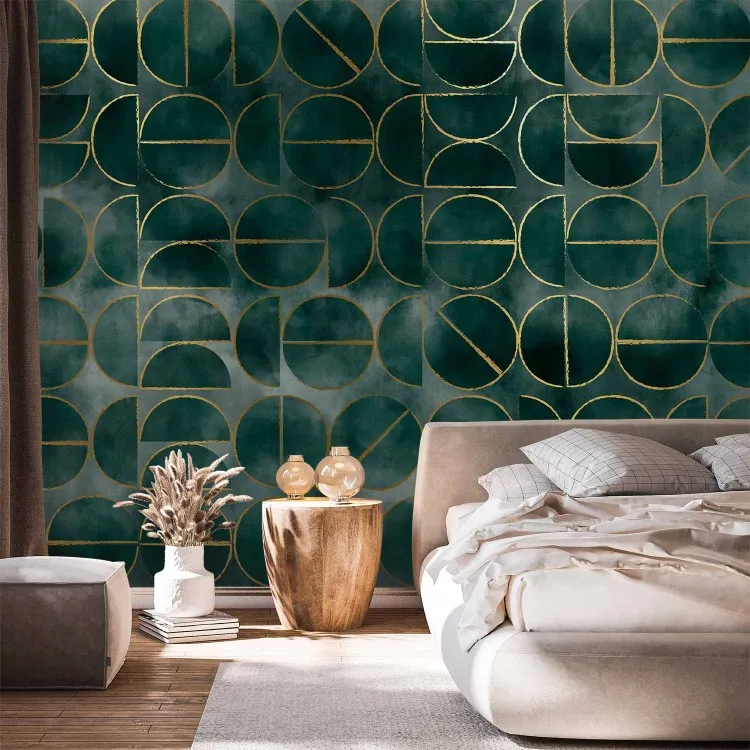 Astrazione dorata - modello geometrico con cornice art deco