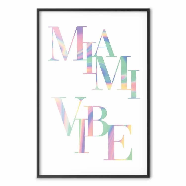 Miami Vibe - scritte olografiche in colori pastello e verde acqua