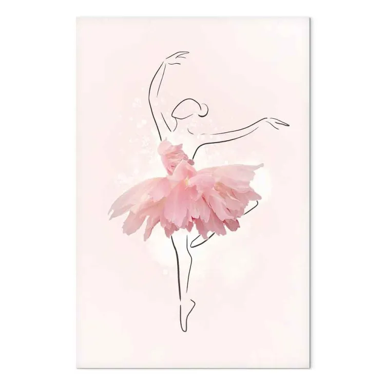 Ballerina (1 parte) - disegno a linee di una donna in abito rosa con fiori