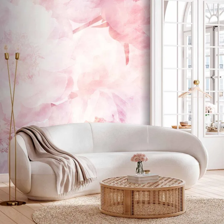 Plant Thought - Artwork With Misty Flowers on a Pink Background