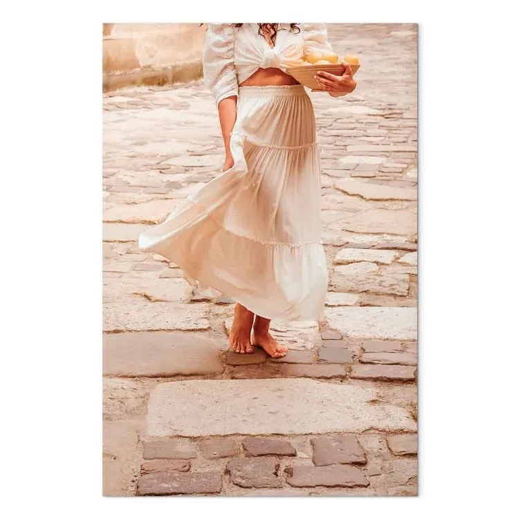 Donna con limoni (1-parti) - donna in gonna bianca e frutta