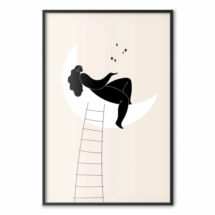 Scala per la luna - ragazza sulla luna che incanta le stelle