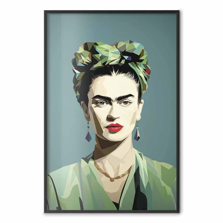 Frida verde - ritratto di donna geometrico e minimalista