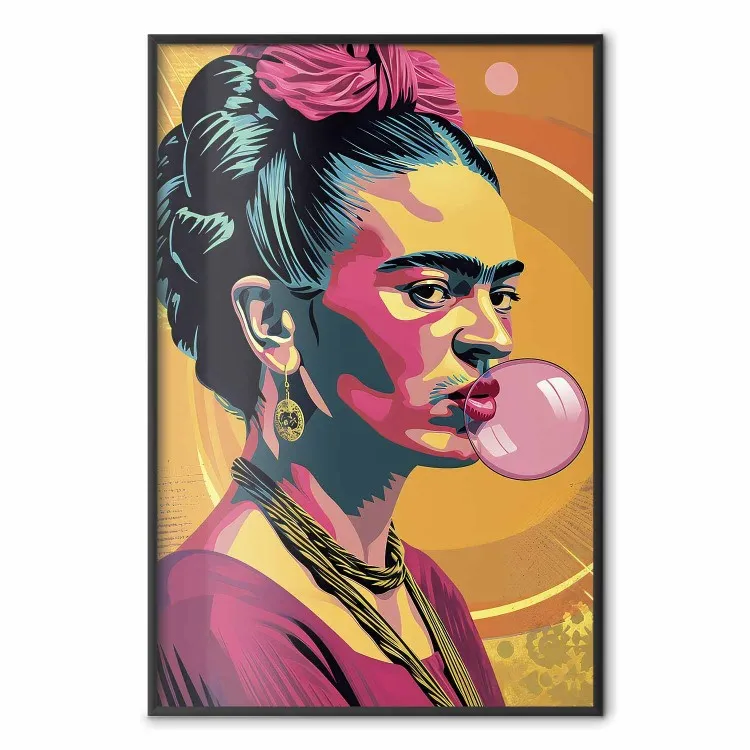 Frida Kahlo - ritratto pop art della pittrice con gomma da masticare