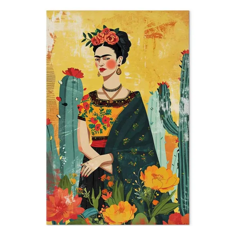 Frida Kahlo - raffigurazione artistica dell'artista con cactus
