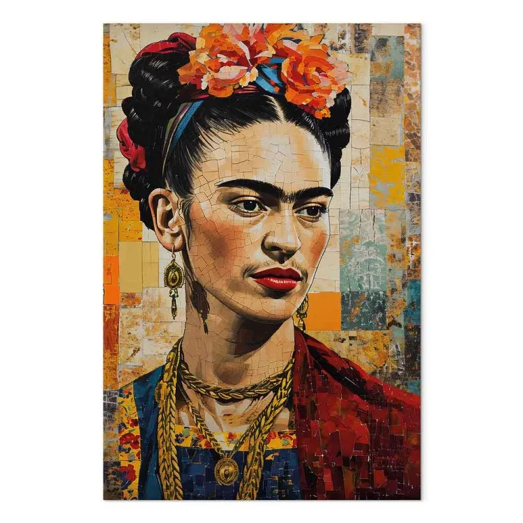 Frida Kahlo - ritratto su sfondo stile Klimt
