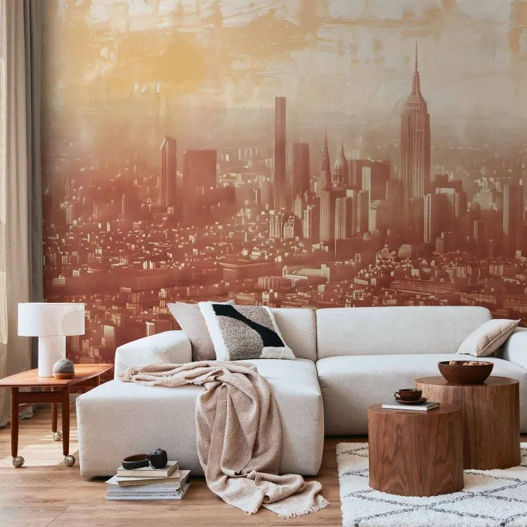 Veduta di città - composizione con edifici in terracotta