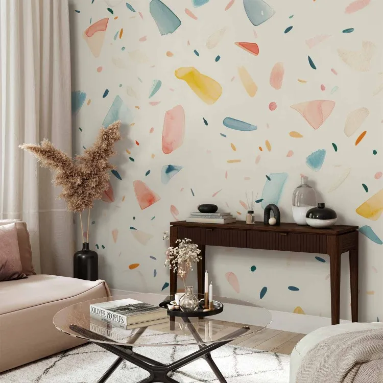 Terrazzo acquerellato - frammenti colorati su sfondo chiaro