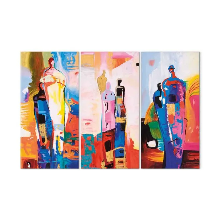 Figure pastello (3 parti) - astrazione colorata con silhouettes