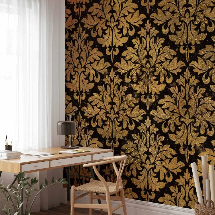 Barocco dorato - sfondo nero con ornamenti regolari nei colori oro