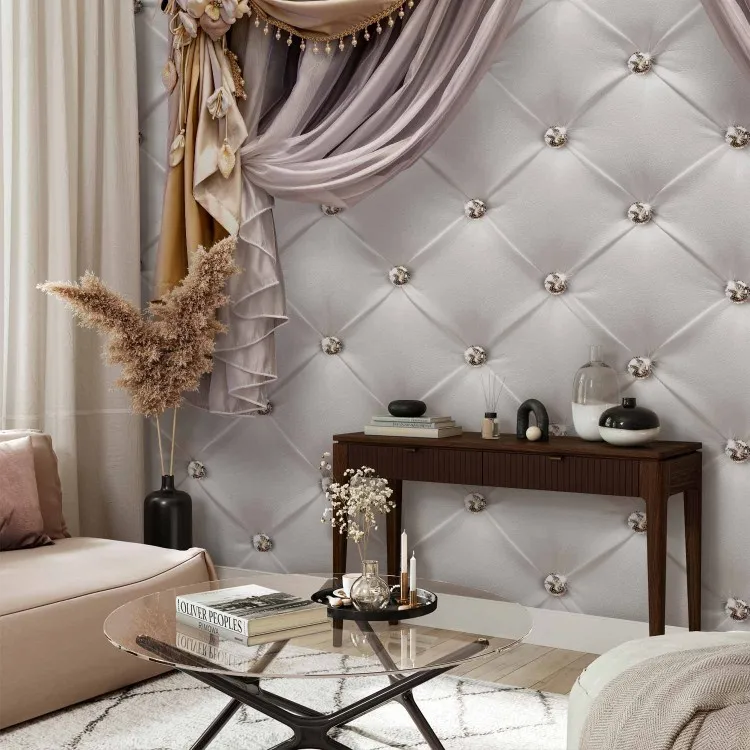 Tenda di lusso - sfondo di pelle bianca con effetto trapuntato