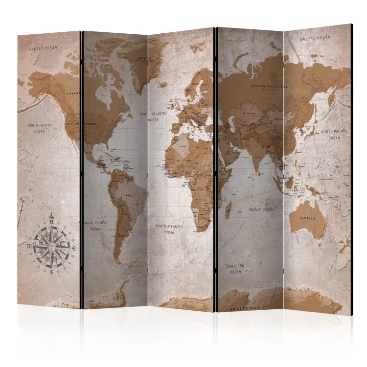 Viaggi orientali - mappa orientale del mondo con continenti marroni