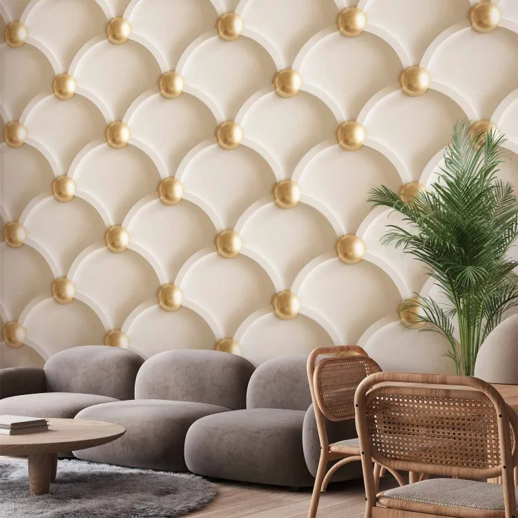 Perfetta armonia - disegno beige trapuntato con ornamenti dorati